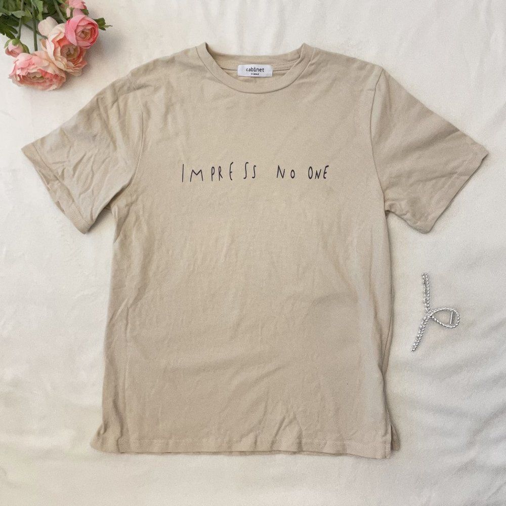 Tan “Impress No One” Graphic Crewneck Tee